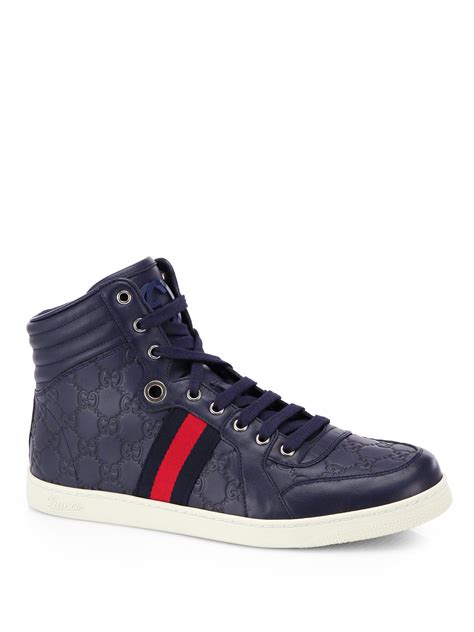 gucci high tops blue|Gucci signature high top sneaker.